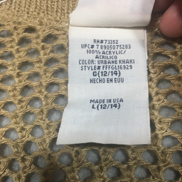 Faded Glory Large Tan Dolman 3/4 Sleeve Open Cardigan Tapered Hem Open Knit - Picture 9 of 12